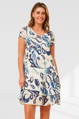 Isha Leaf Dress - Blue