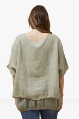 Ivy double linen top - Khaki