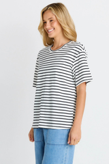Relax Boxy Tee - Black/White Stripe