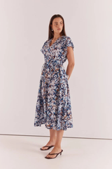 Nazalia Tie Waist Dress - Violet Floral