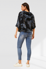 Imogen paisley printed hoody jacket- Black