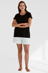 Caia Crew Tee - Black  | Betty Basics