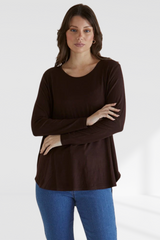 Yasmin Long Sleeve Top - Chocolate