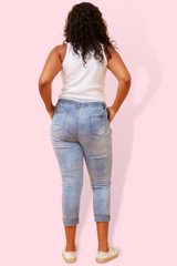 Dee Distressed denim joggers