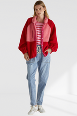 Franklin Fleecy Jacket - Pink/Red | Betty Basics