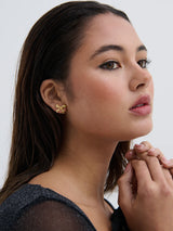 Bow stud plated earrings - gold