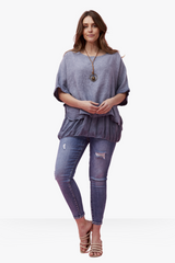 Ivy double layer linen top - Blue