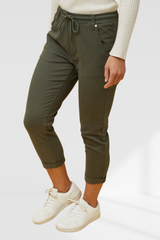 Siena Front Tie Jogger - Khaki