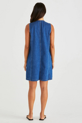 Sabine Denim Vest Dress - Mid Blue Wash | SASS