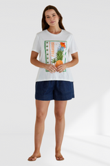 Ellia Crew Tee - Paradise Beach Print | Betty Basics