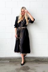 Lace Trim Godet Dress