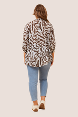 Rachael shirt - chocolate animal print