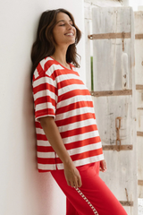 Relax Boxy Tee - Red Stripe | Betty Basics