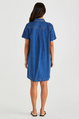 Vale Scalloped Denim Dress - Mid Blue Wash | SASS