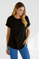 Hailey Short Sleeve Tee - Black | Betty Basics