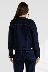 Cindy Collarless Denim Jacket - Ink | Betty Basics