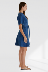 Fiori Denim Dress - Mid Wash