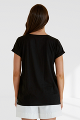 Caia Crew Tee - Black  | Betty Basics