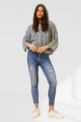 Imogen paisley printer hoody - khaki