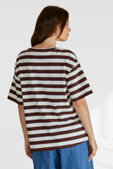 Relax Boxy Tee - Brown Stripe