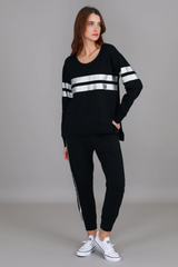 Two-Stripe Graphic Sweatshirt By 3rdStory