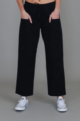 Marcia Straight Leg Utility Jogger – Black Cotton Twill By 3rdStory