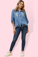 Sequin pocket shirt - Blue