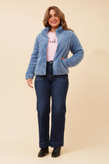 Jade fluffy jacket - Indigo blue