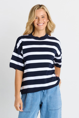 Libby Boxy Top- Navy stripe