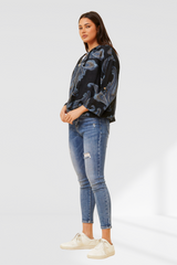 Imogen paisley printed hoody jacket- Black