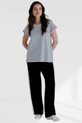Caia Crew Tee - Black Stripe | Betty Basics
