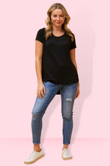 Round neck tee- black