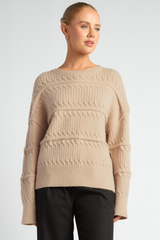 Chloe drop shoulder knit - latte