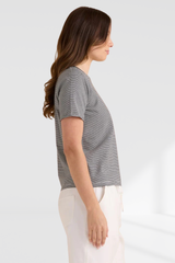 Cotton Slim Fit Tee - Black Stripe