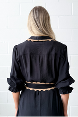 Lace Trim Godet Dress