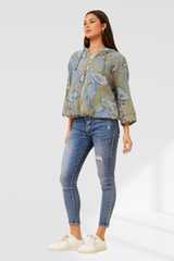 Imogen paisley printer hoody - khaki