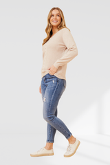 Hazel embellished knit - Clay