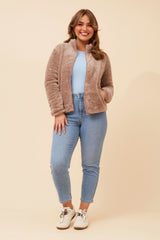 Jade fluffy jacket - Clay