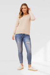 Hazel embellished knit - Clay