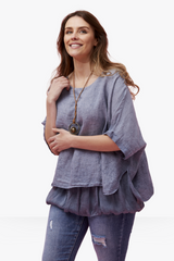Ivy double layer linen top - Blue