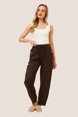 Lola Italian linen pants - chocolate