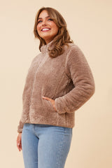 Jade fluffy jacket - Clay