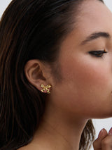 Bow stud plated earrings - gold