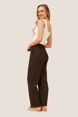 Lola Italian linen pants - chocolate