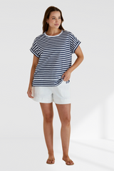 Shirley Short Sleeve Tee - Navy Stripe | Betty Basics