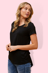 Round neck tee- black