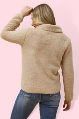 Taylee Zip Teddy Jacket - Beige