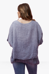 Ivy double layer linen top - Blue