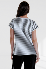 Caia Crew Tee - Black Stripe | Betty Basics