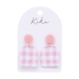 Pink Gingham Earrings